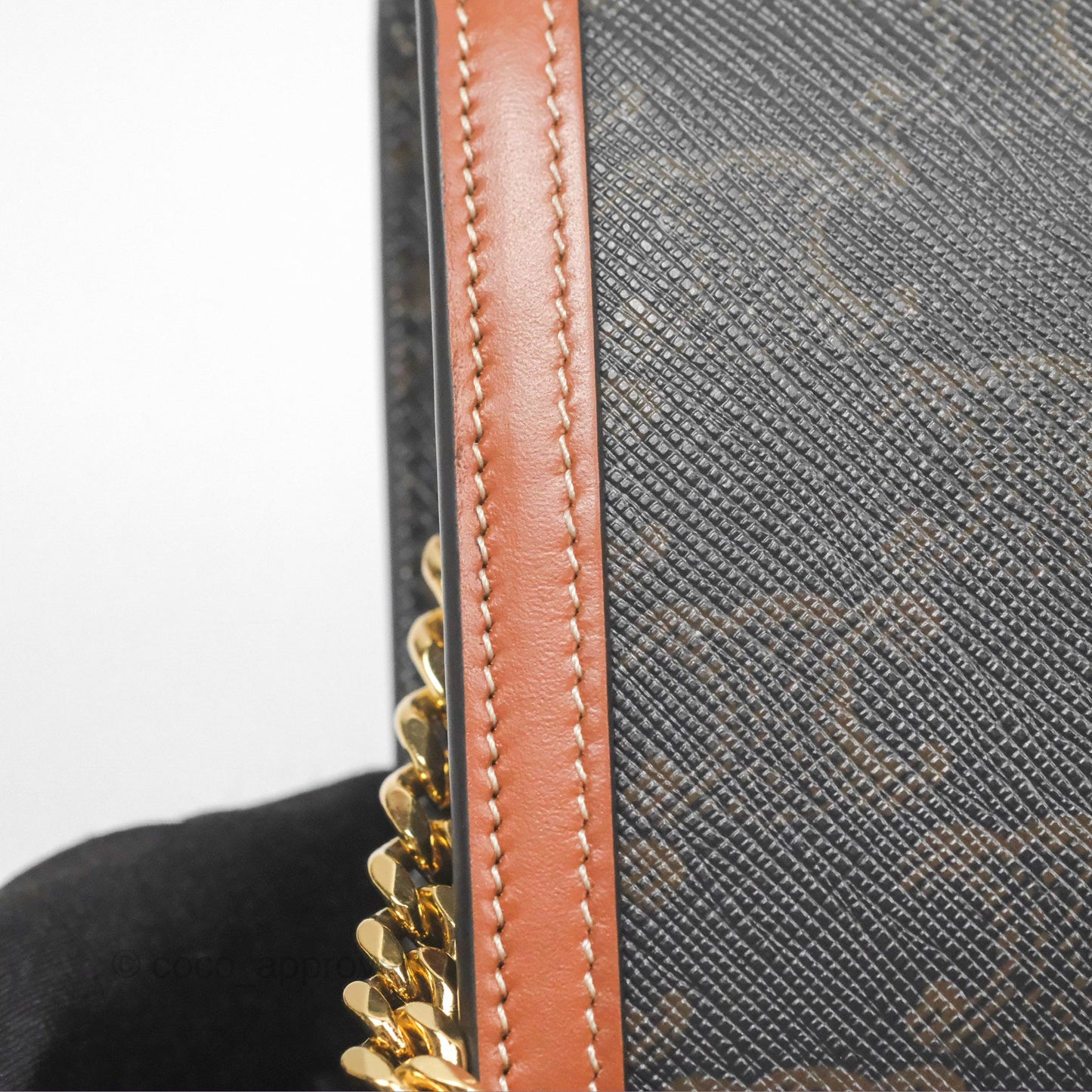 Celine Triomphe Wallet On Chain Canvas Tan Calfskin