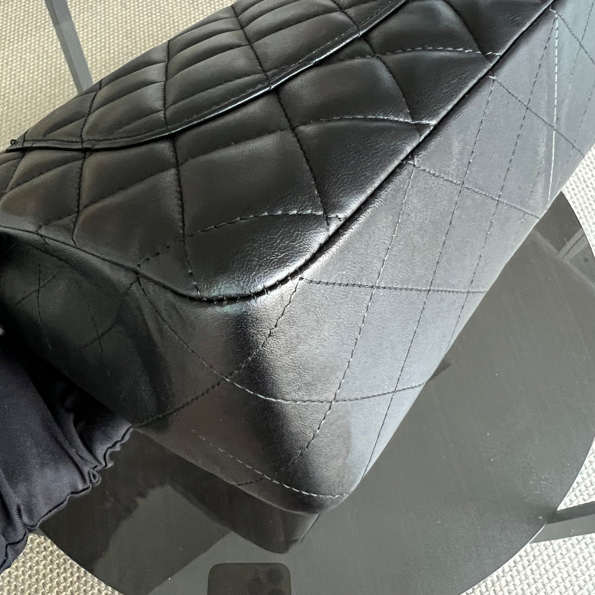 Jumbo Classic Flap Single Flap Quilted Lambskin Black Gold Hardware