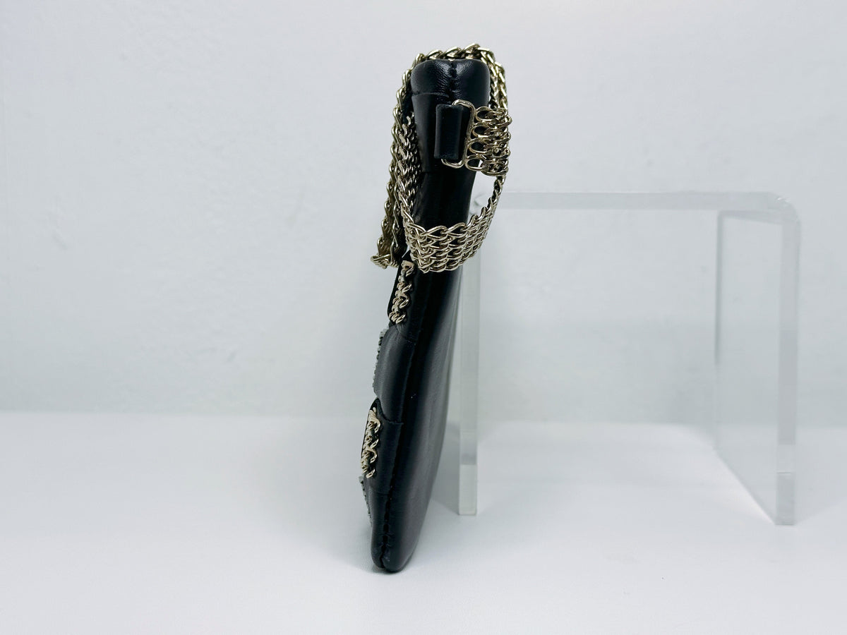 CHANEL VINTAGE WOVEN CLUTCH BAG EVENING 24K GHW 2006 24K GHW 1005 holo card