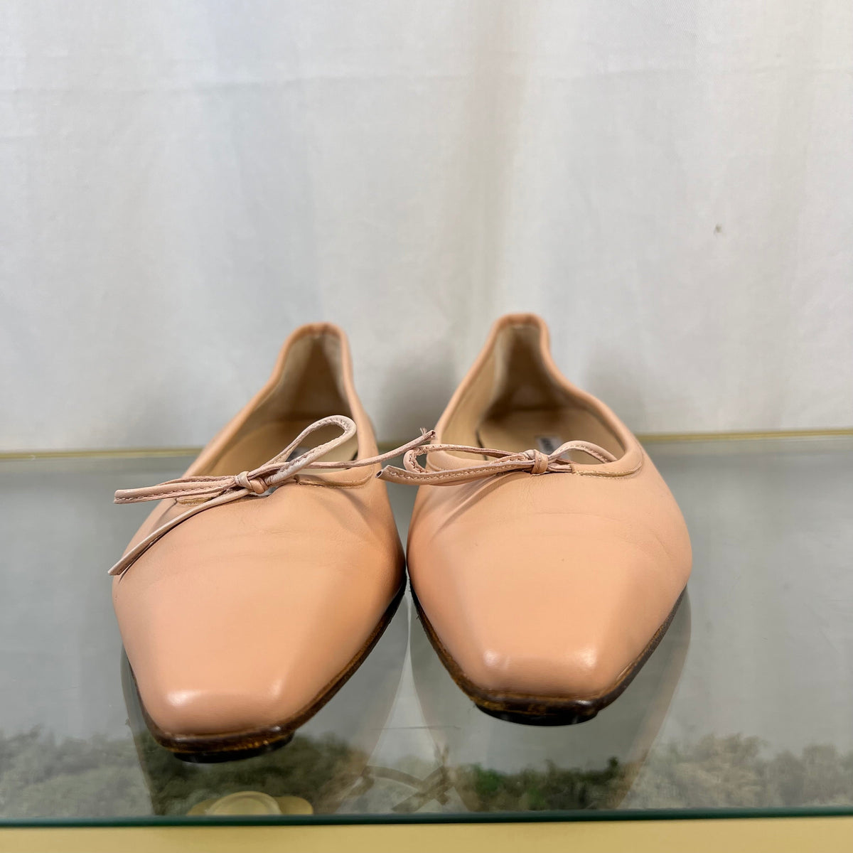 MANOLO BLAHNIK Pink Veralli Leather Bow Ballerina Flats SZ41.5(11.5US) DIA290