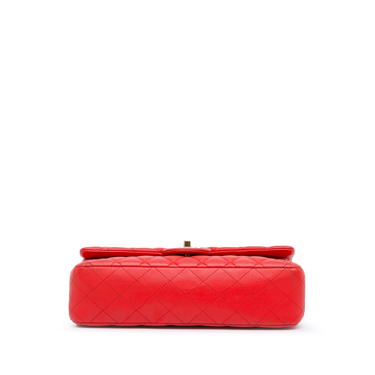 Red Chanel Medium Classic Lambskin Double Flap Shoulder Bag