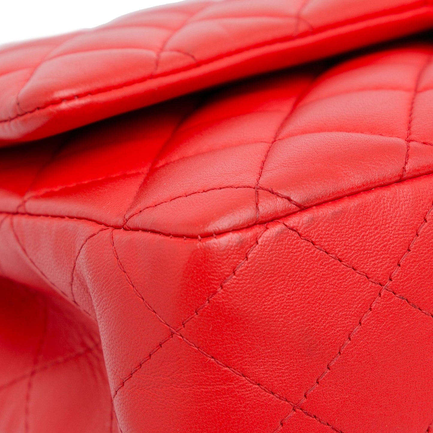 Red Chanel Medium Classic Lambskin Double Flap Shoulder Bag