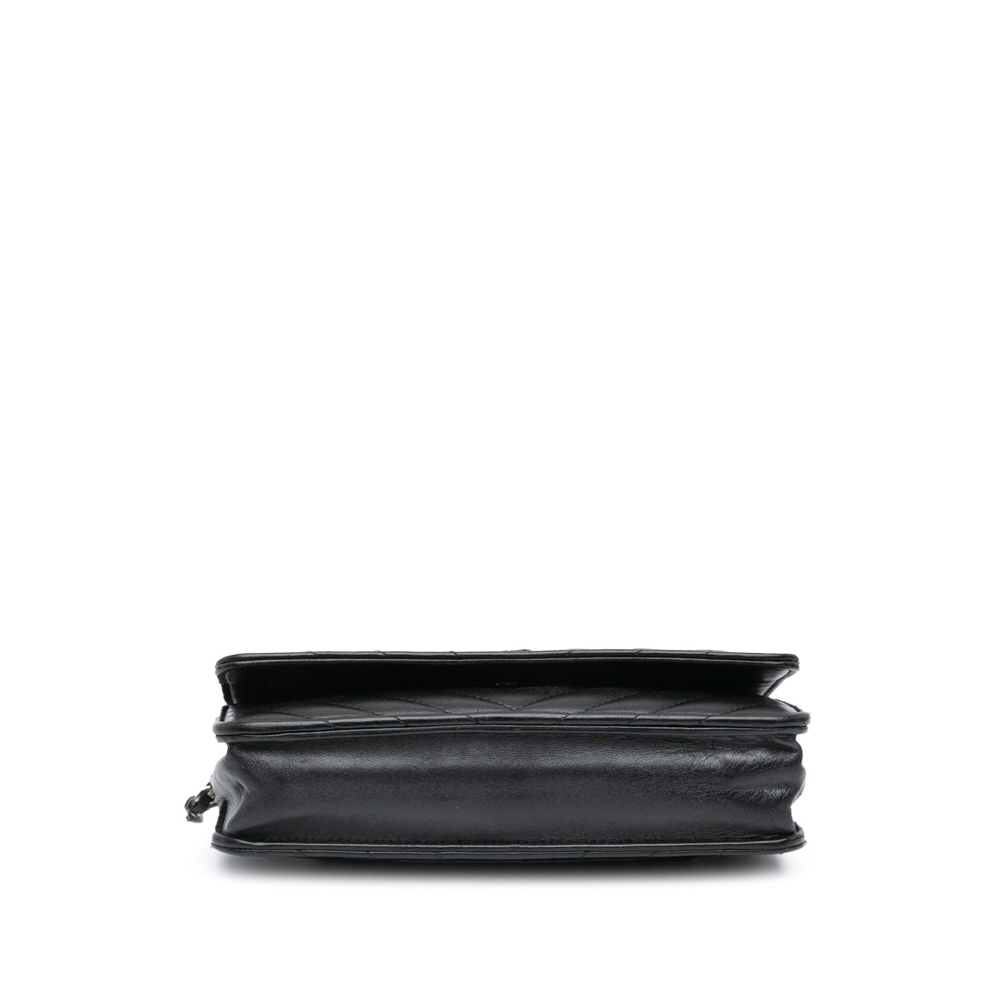 Black Chanel CC Chevron Lambskin Wallet On Chain Crossbody Bag