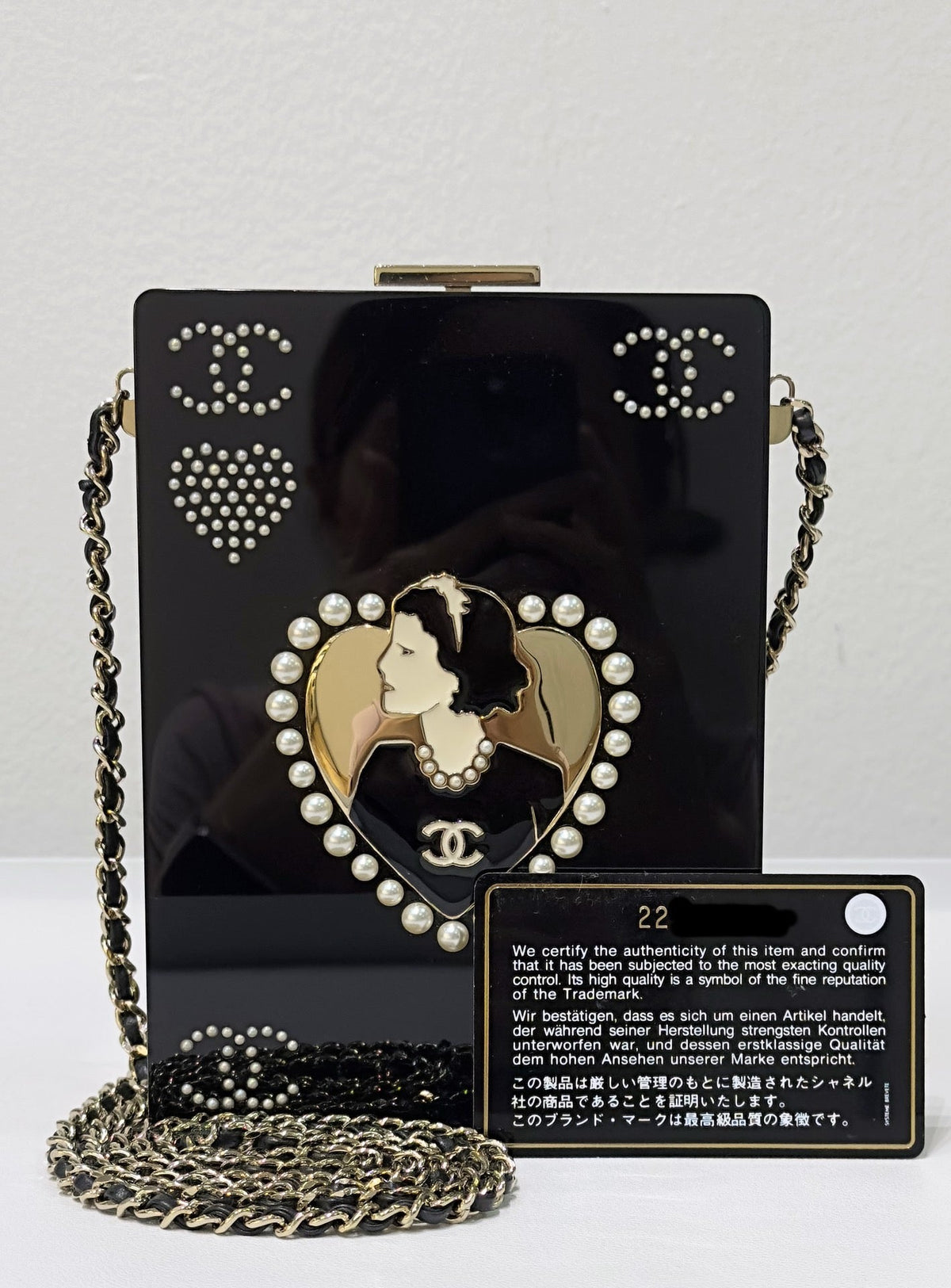 Chanel Plexiglass Pearl Playing Card Casino Minaudiere Clutch Black GHW