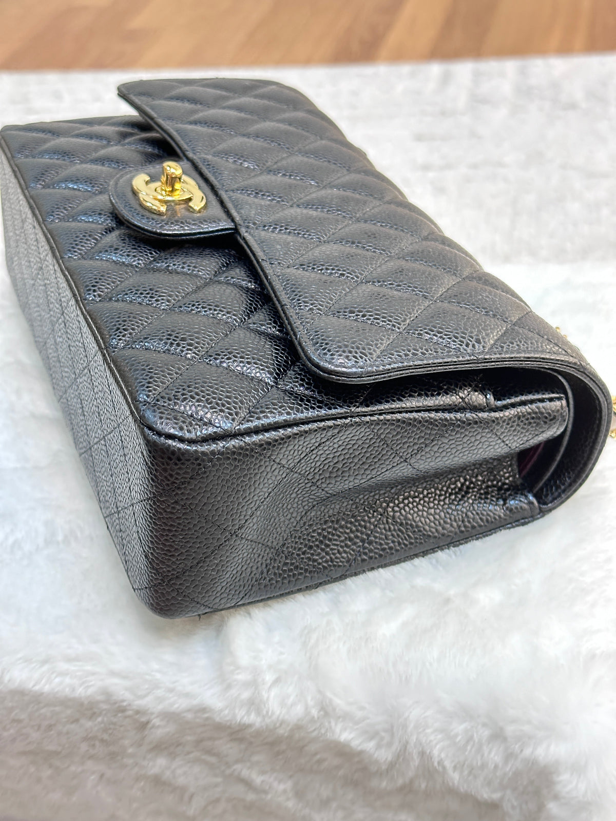 Chanel Medium Caviar Double Flap Black Bag GHW