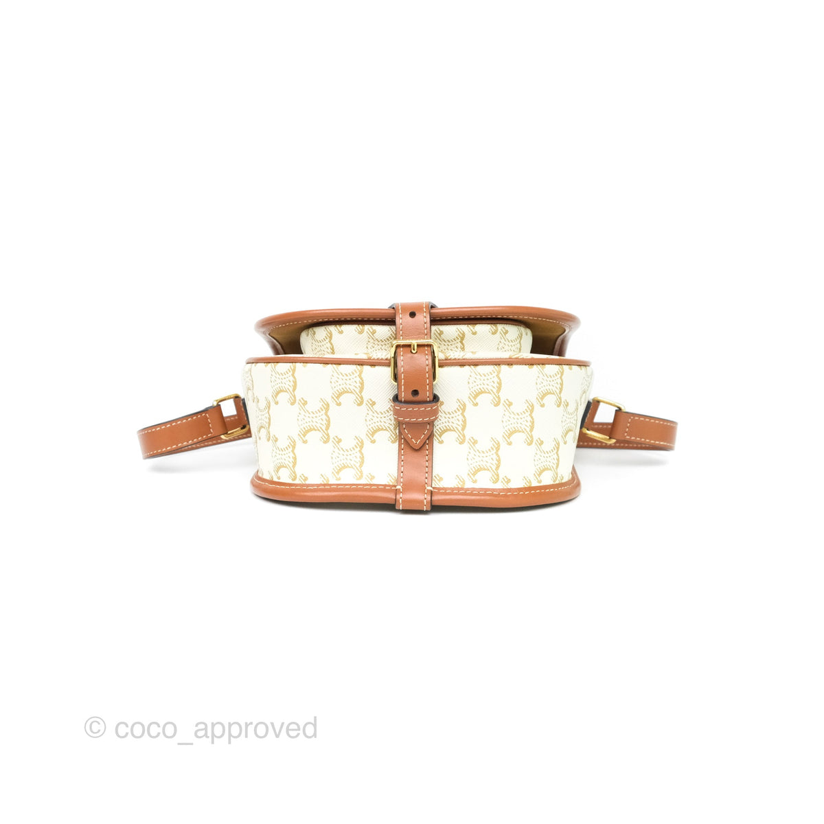 Celine Medium Folco Bag Triomphe Canvas White