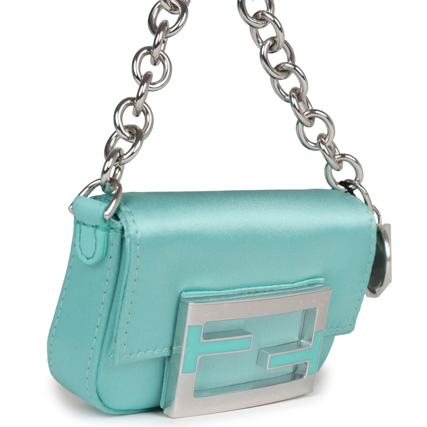 Fendi x Tiffany Nano Baguette Bag Light Blue Silk Sterling Silver Hardware