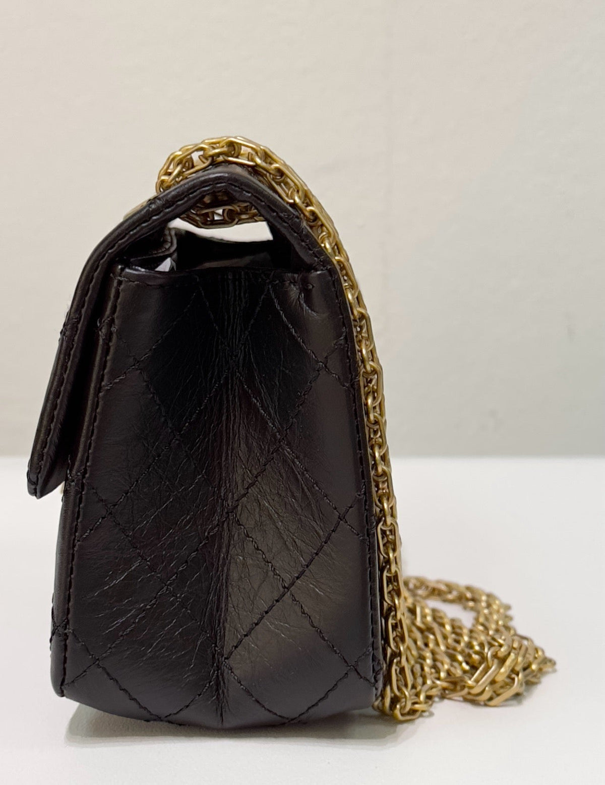 Chanel Mini Aged Calfskin Quilted 2.55 Reissue Flap Black Bag