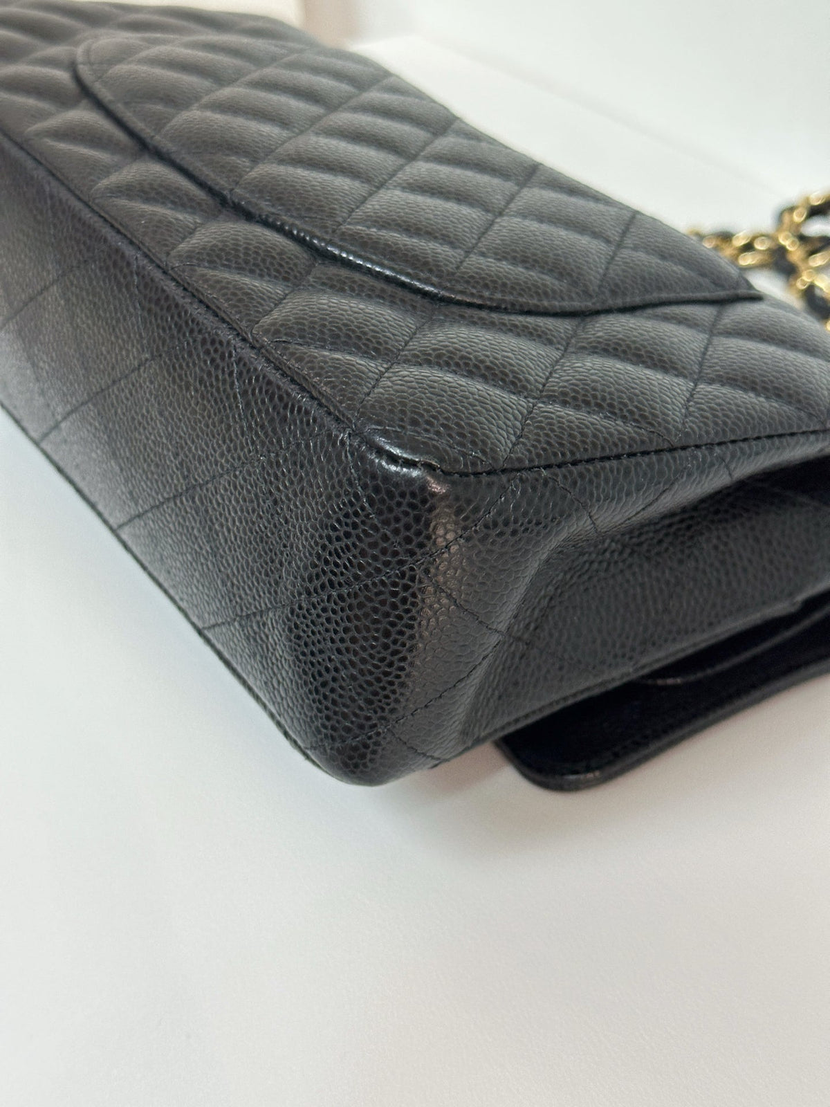 Chanel Medium Size Classic Quilted Caviar Double Flap Bag Black 3022 holo card
