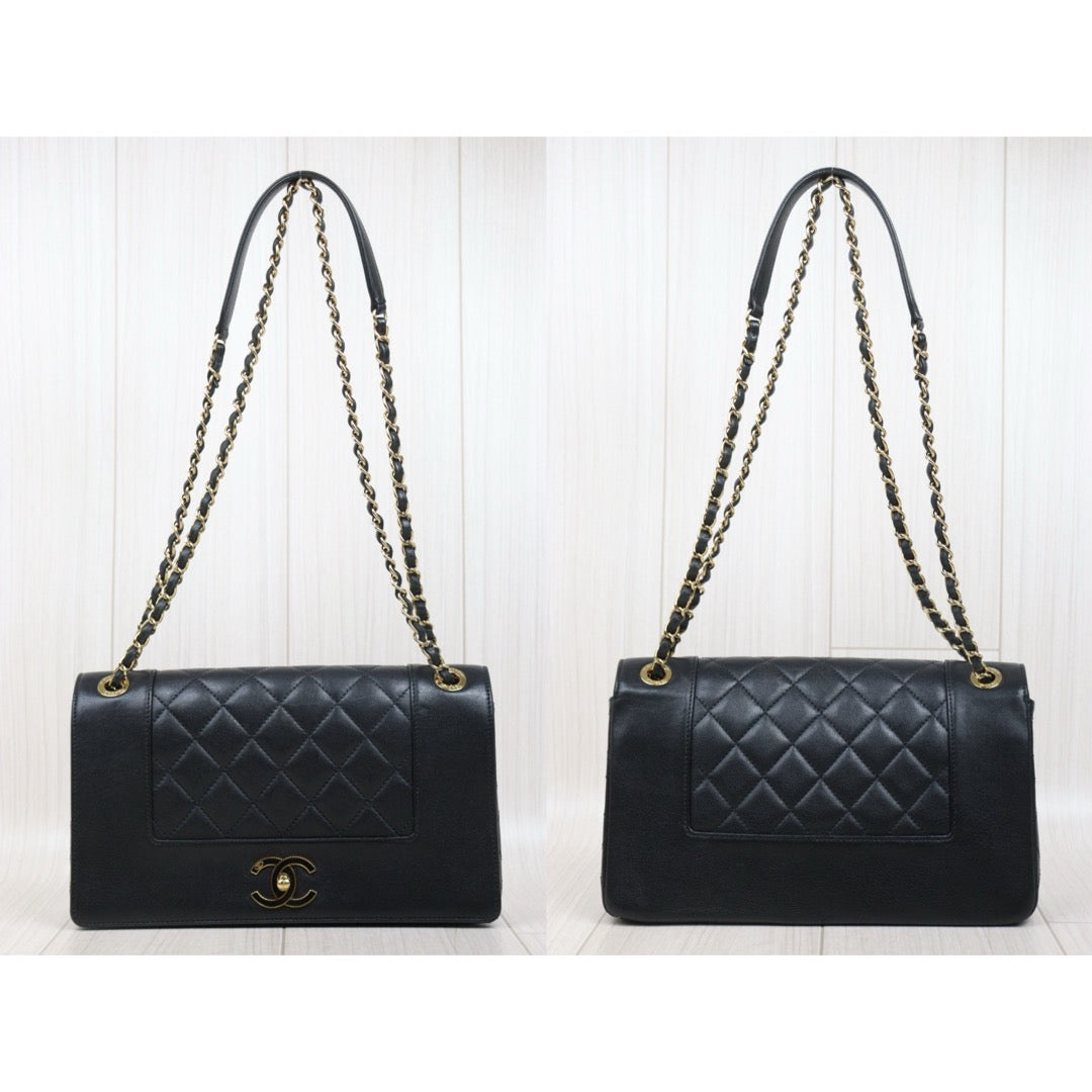 Good ( Rank AB)｜ CHANEL Matrasse Calf Leather Double  Flap Bag Black Made in 2016-2016Year｜Y25061703