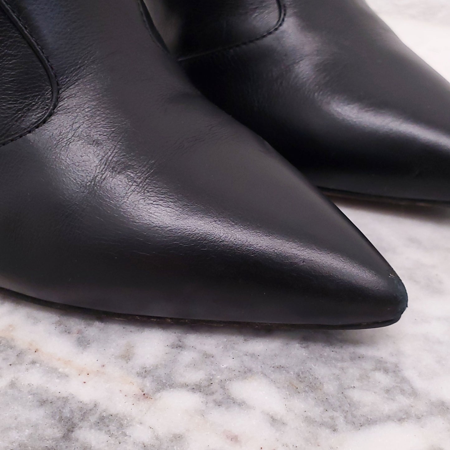 FENDI BLACK LEATHER SOCK BOOTIES - SIZE 38