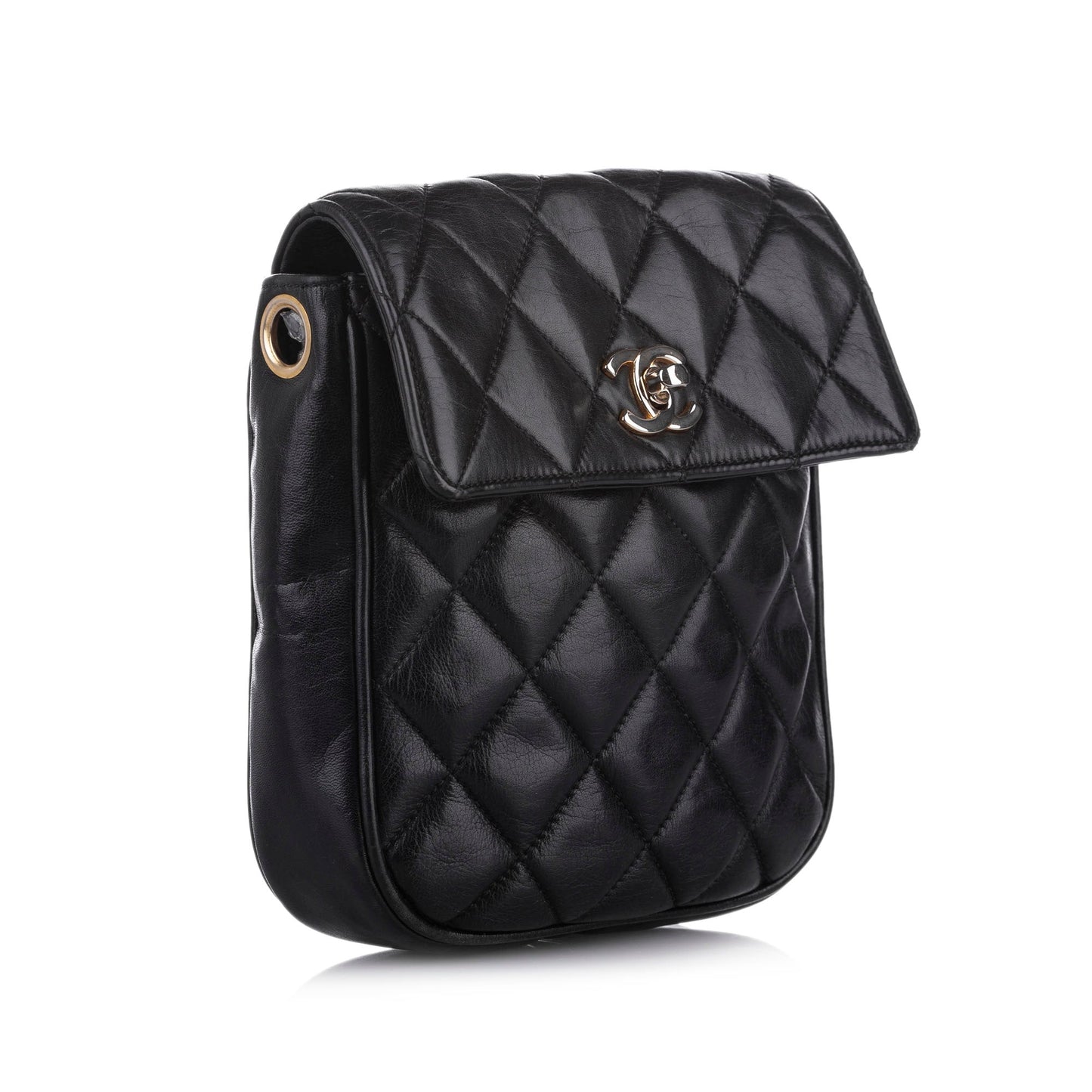 Chanel CC Matelasse Lambskin Leather Crossbody Bag Black