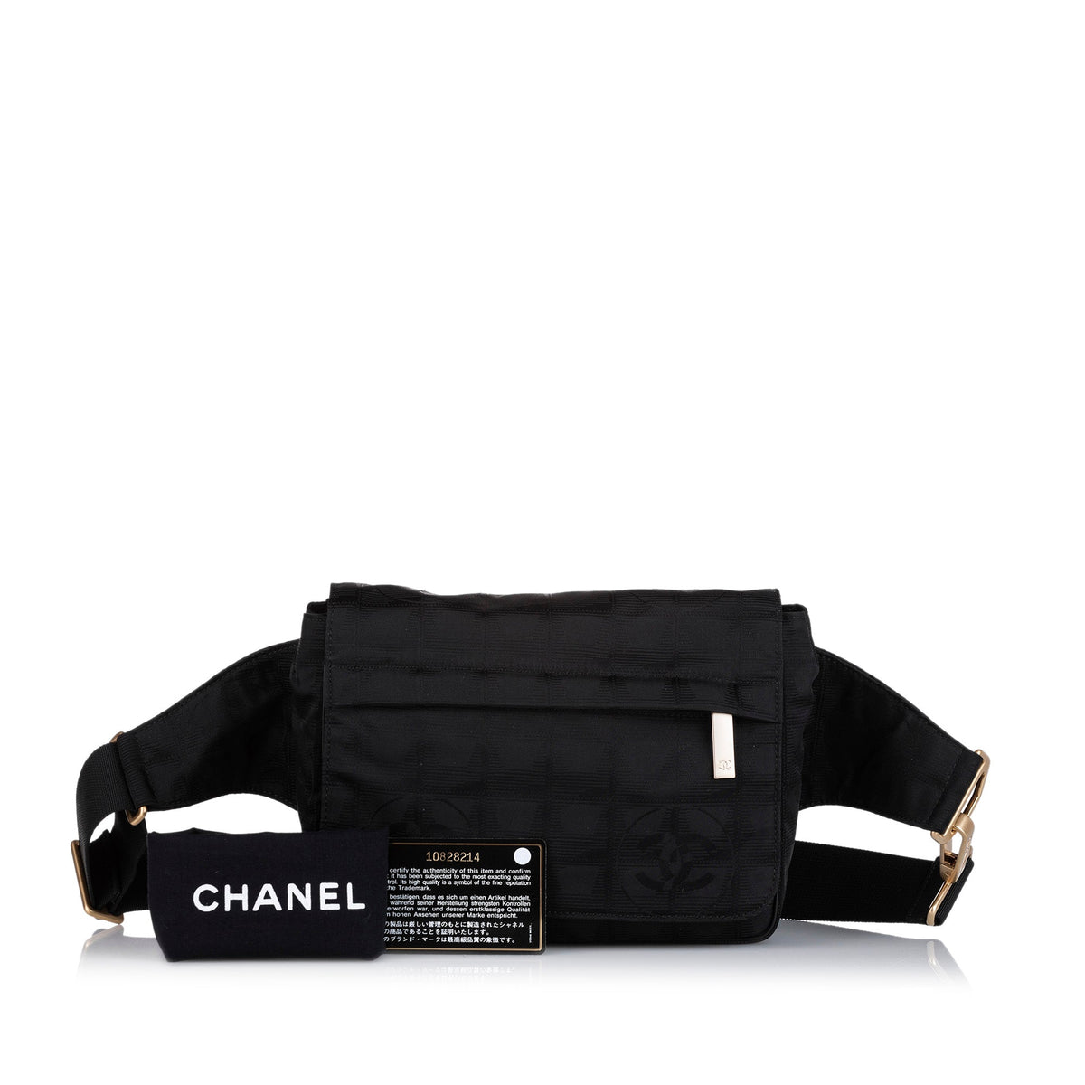 Chanel New Travel Line Canvas Belt Bag Black