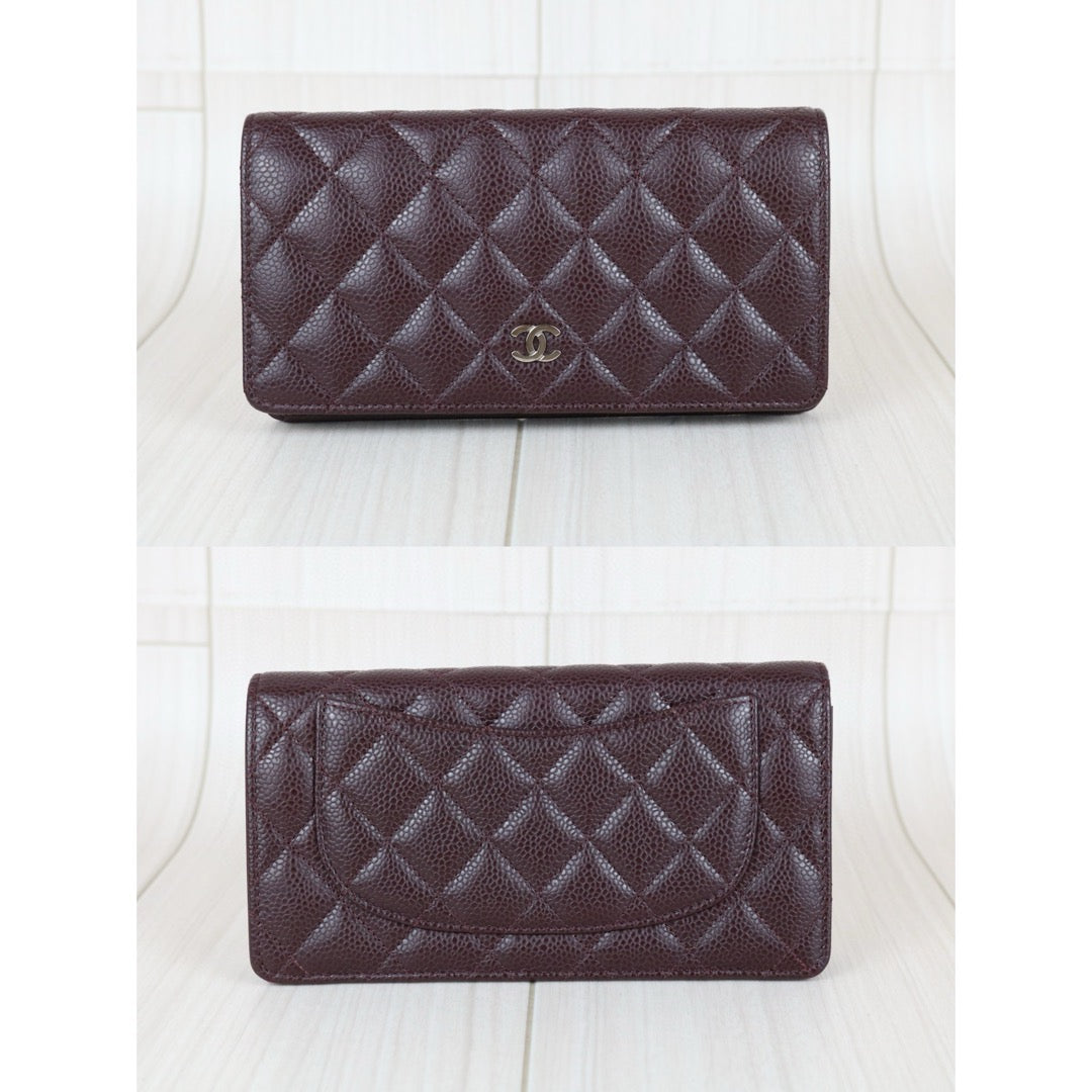 Excellent（Rank SA）｜CHANEL Caviar Skin Brown Long Wallet Made In 2014 Year｜S25031502