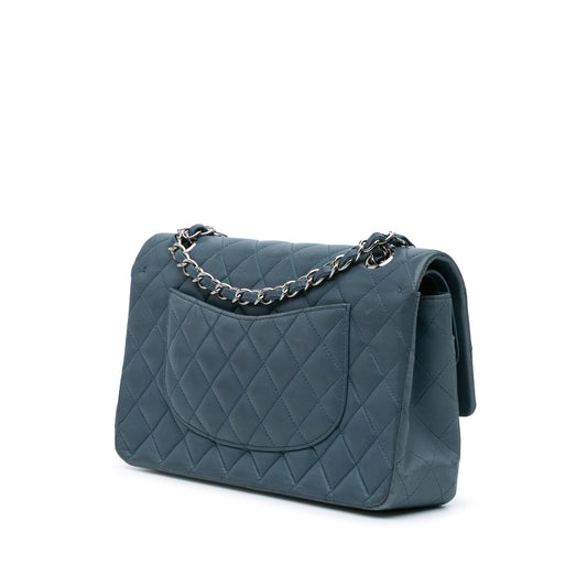 Blue Chanel Medium Classic Lambskin Double Flap Shoulder Bag