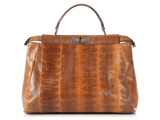 Fendi Large Brown Snakeskin Peekaboo
