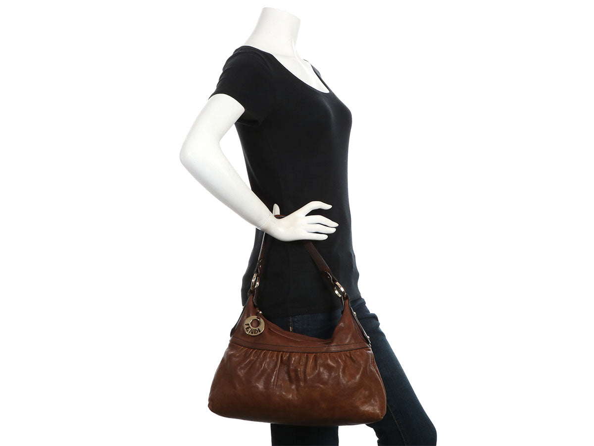 Fendi Brown Leather Chef Bag