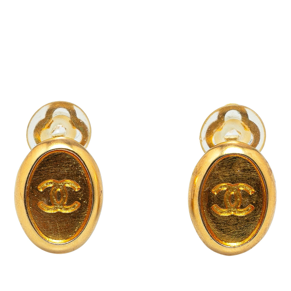 Gold Chanel Gold Plated CC Clip On Earrings