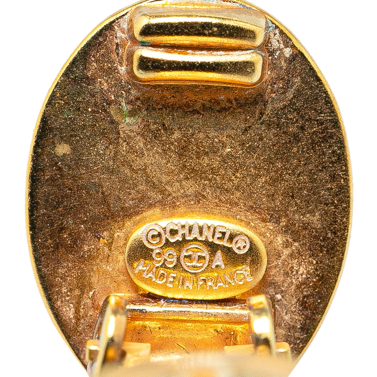 Gold Chanel Gold Plated CC Clip On Earrings