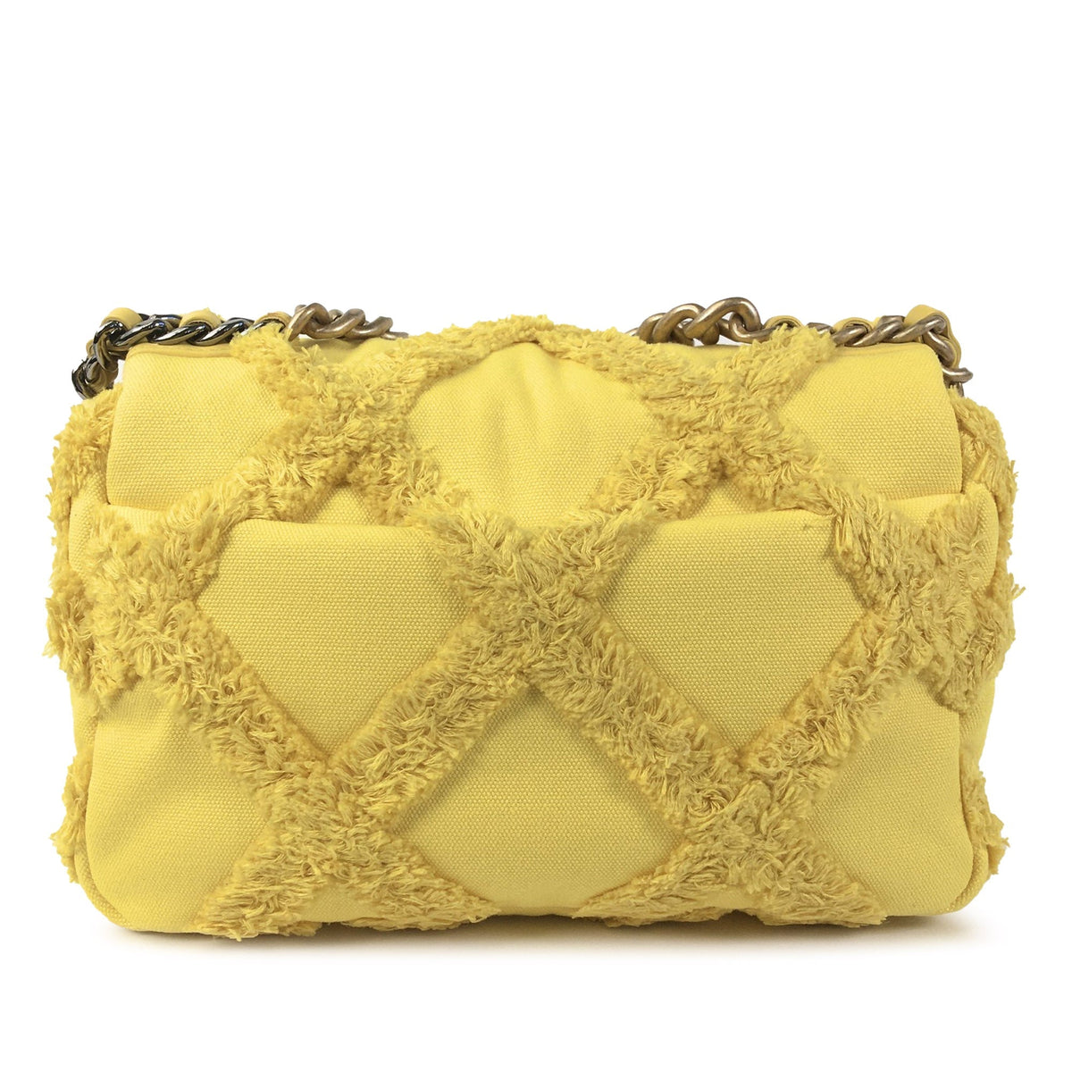 Yellow Chanel Medium 19 Canvas Flap Satchel