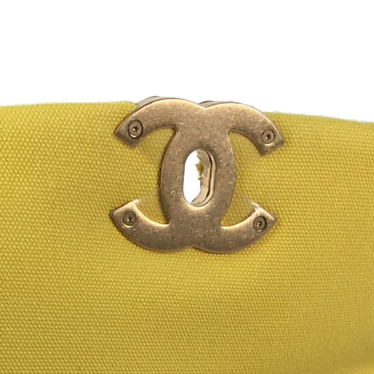Yellow Chanel Medium 19 Canvas Flap Satchel