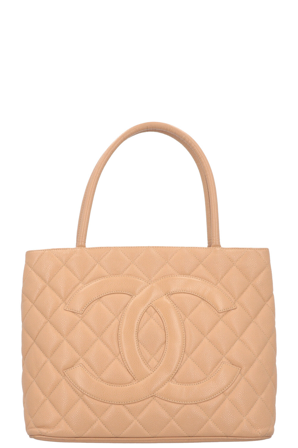 CHANEL Small Medaillion Tote Caviar Beige