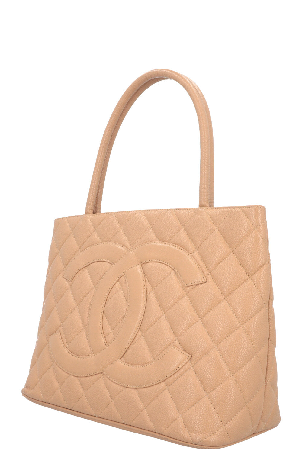 CHANEL Small Medaillion Tote Caviar Beige