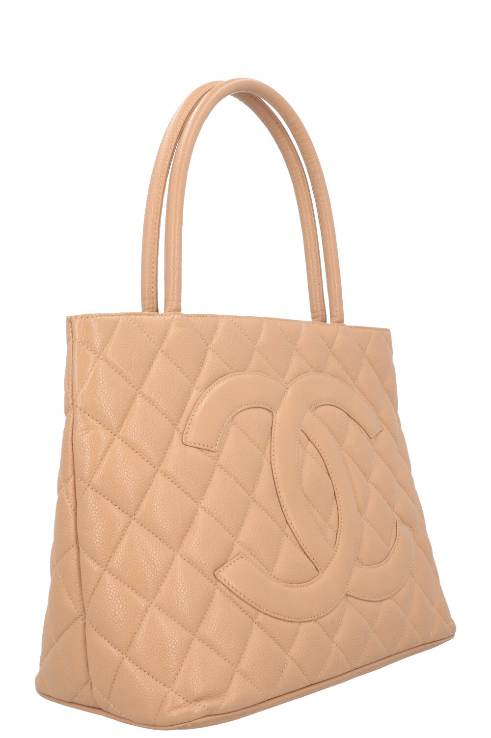CHANEL Small Medaillion Tote Caviar Beige