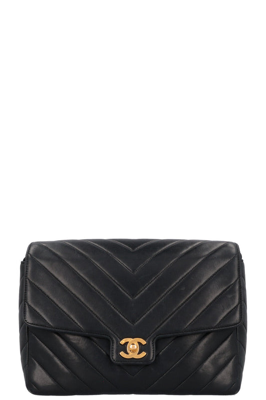 CHANEL Vintage CC Crossbody Bag Leather Black