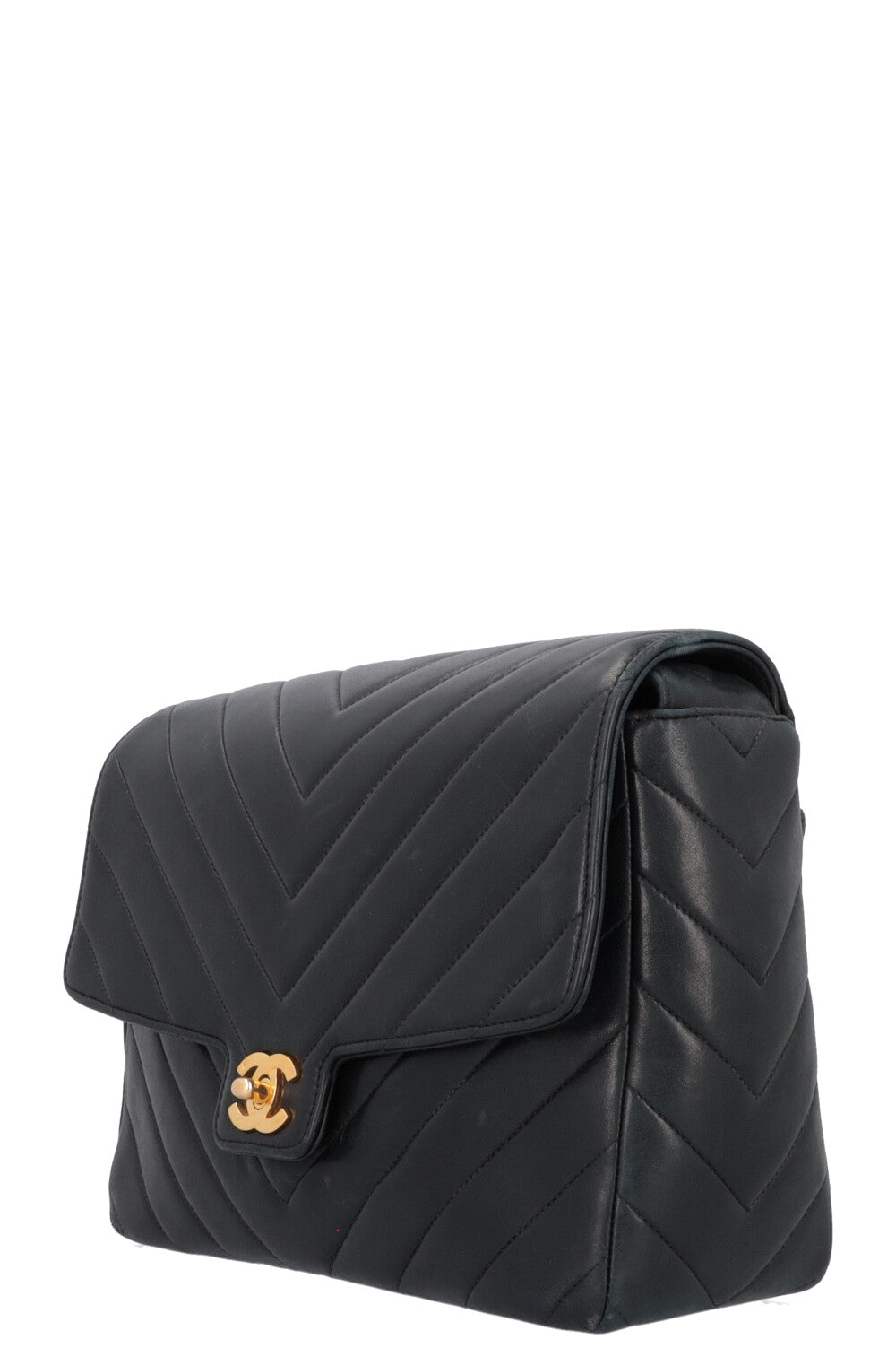 CHANEL Vintage CC Crossbody Bag Leather Black