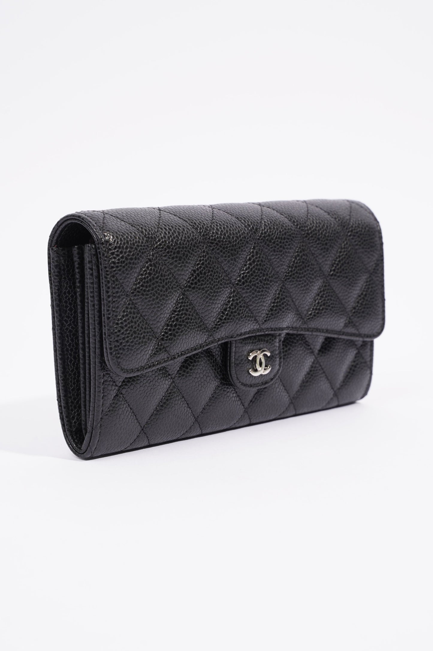 Chanel Classic Flap Wallet Black Caviar Leather Long