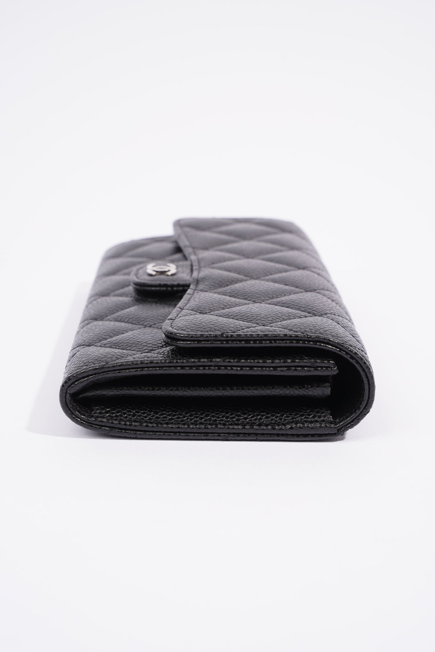 Chanel Classic Flap Wallet Black Caviar Leather Long