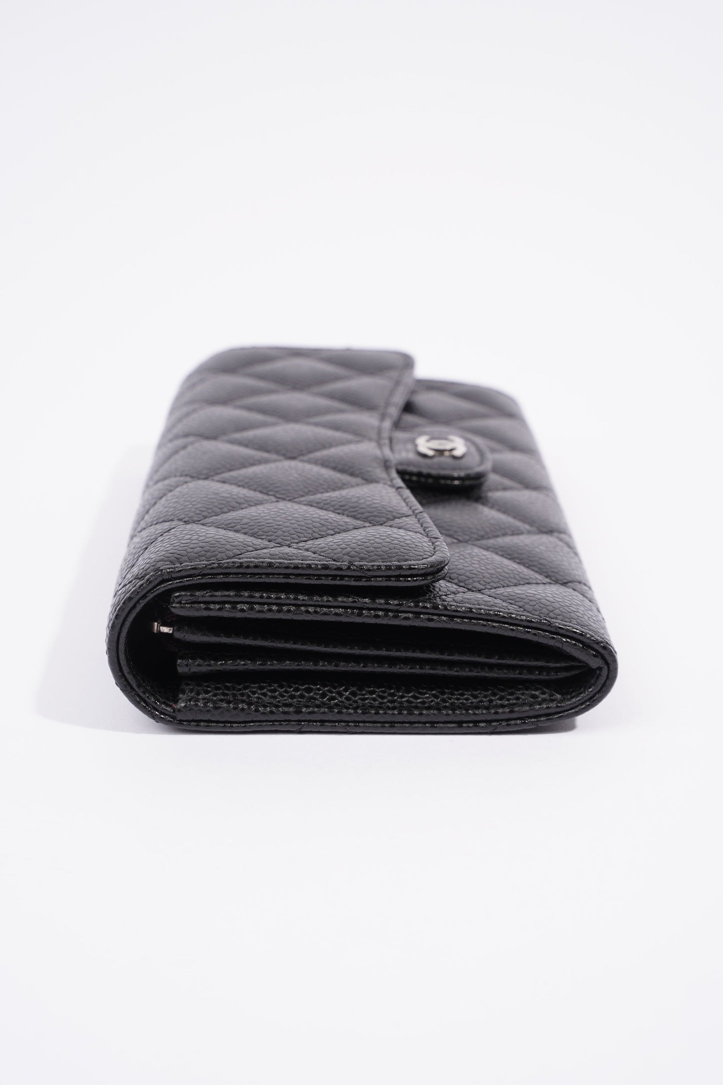 Chanel Classic Flap Wallet Black Caviar Leather Long