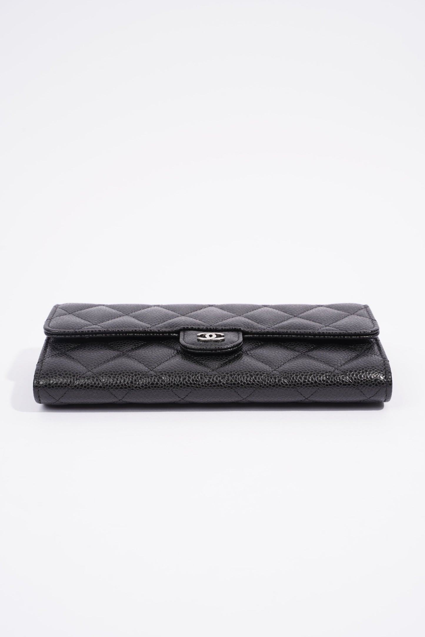 Chanel Classic Flap Wallet Black Caviar Leather Long