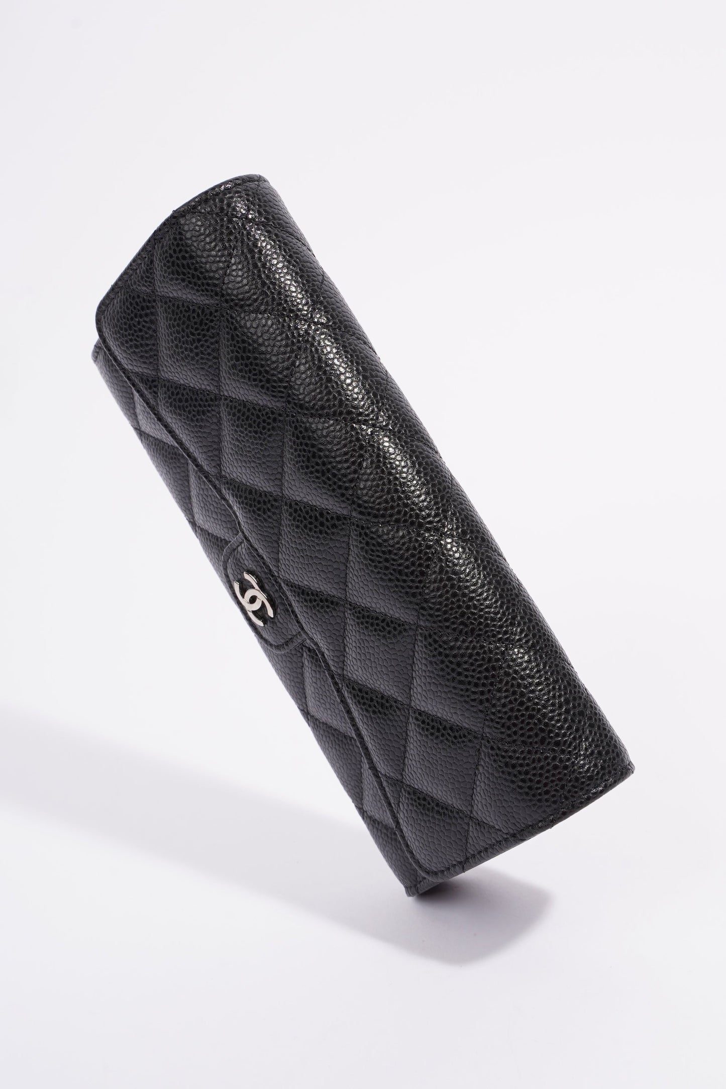 Chanel Classic Flap Wallet Black Caviar Leather Long