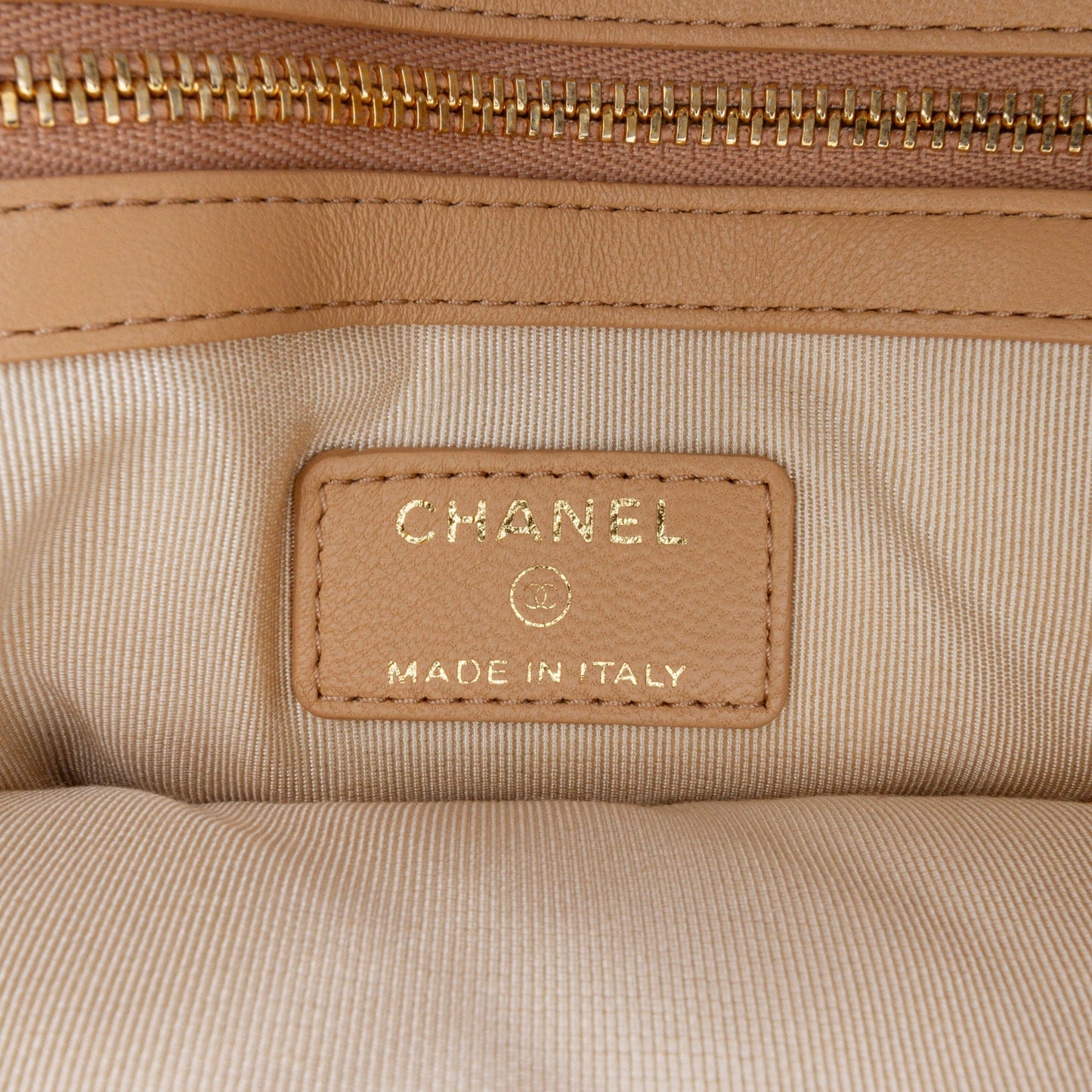 Tan Chanel Quilted Lambskin and Tweed Double Case with Chain Crossbody Bag