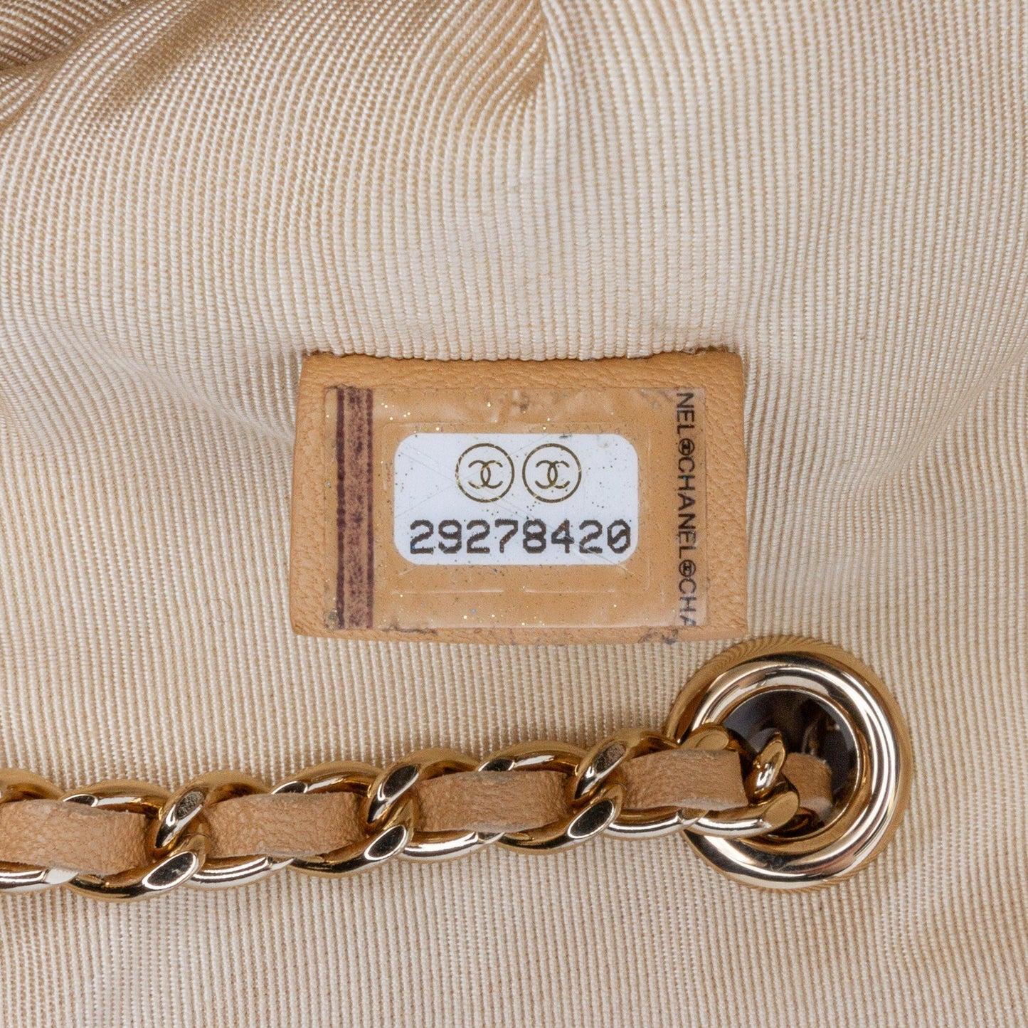 Tan Chanel Quilted Lambskin and Tweed Double Case with Chain Crossbody Bag