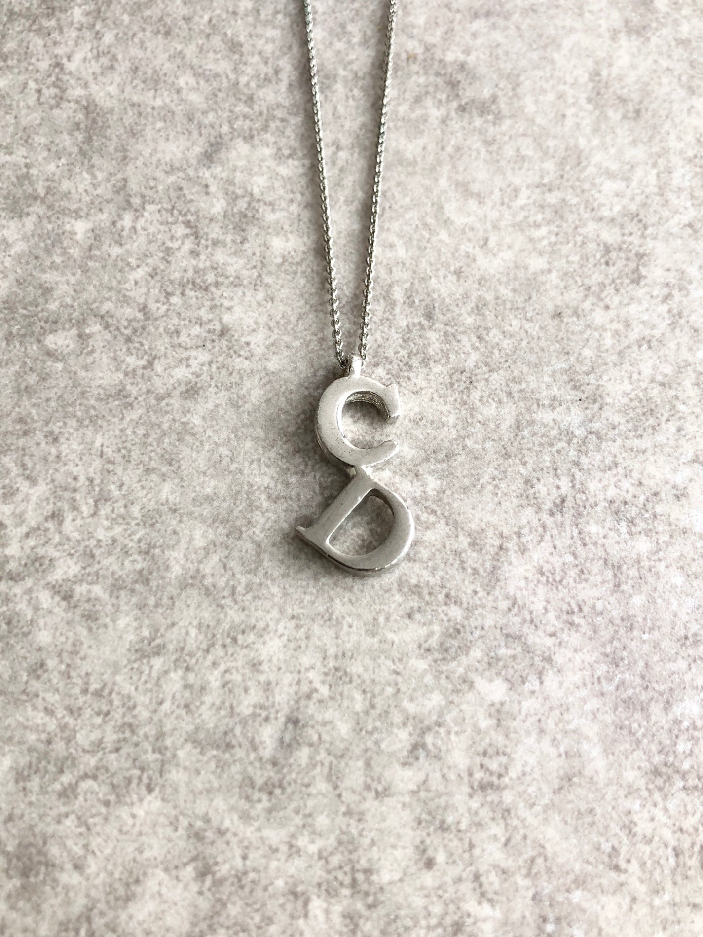 Christian Dior CD Logo Motif Necklace Silver Vintage ukyg82