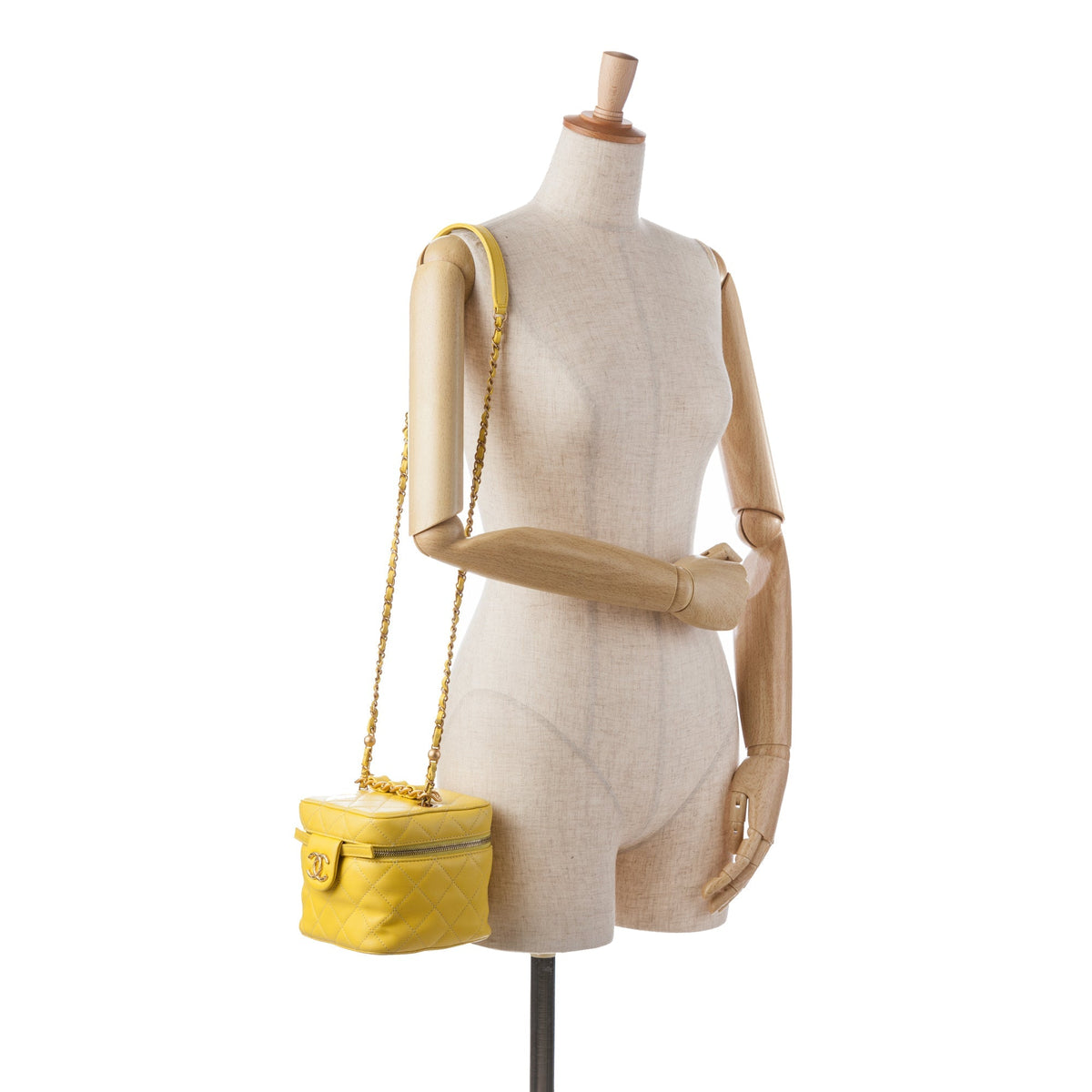Yellow Chanel CC Quilted Lambskin Vanity Case
