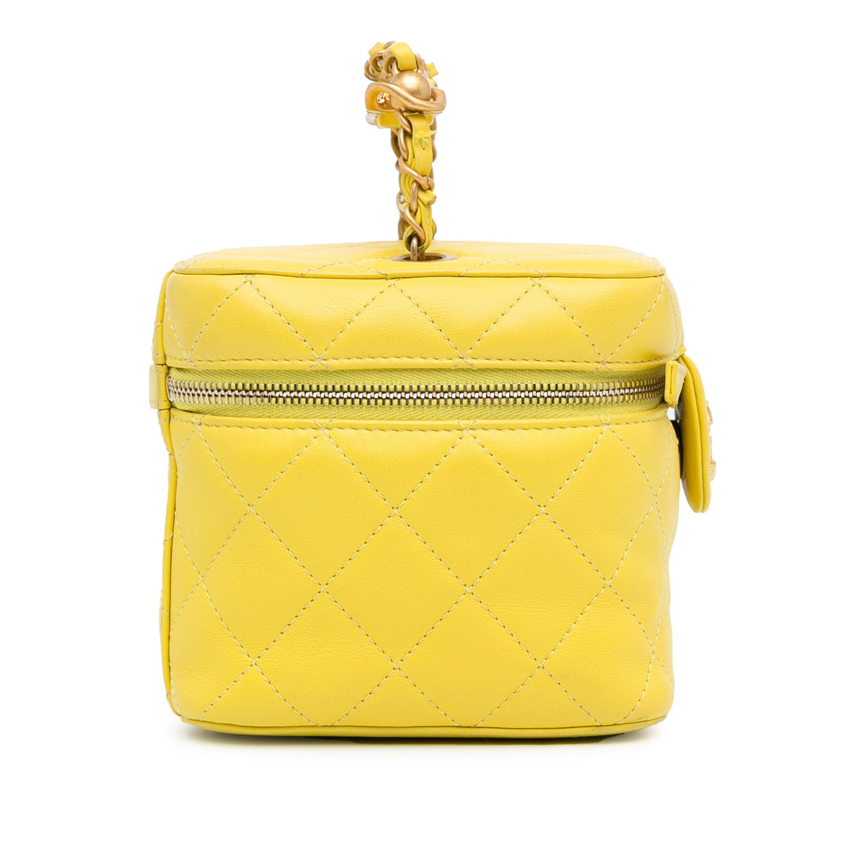 Yellow Chanel CC Quilted Lambskin Vanity Case