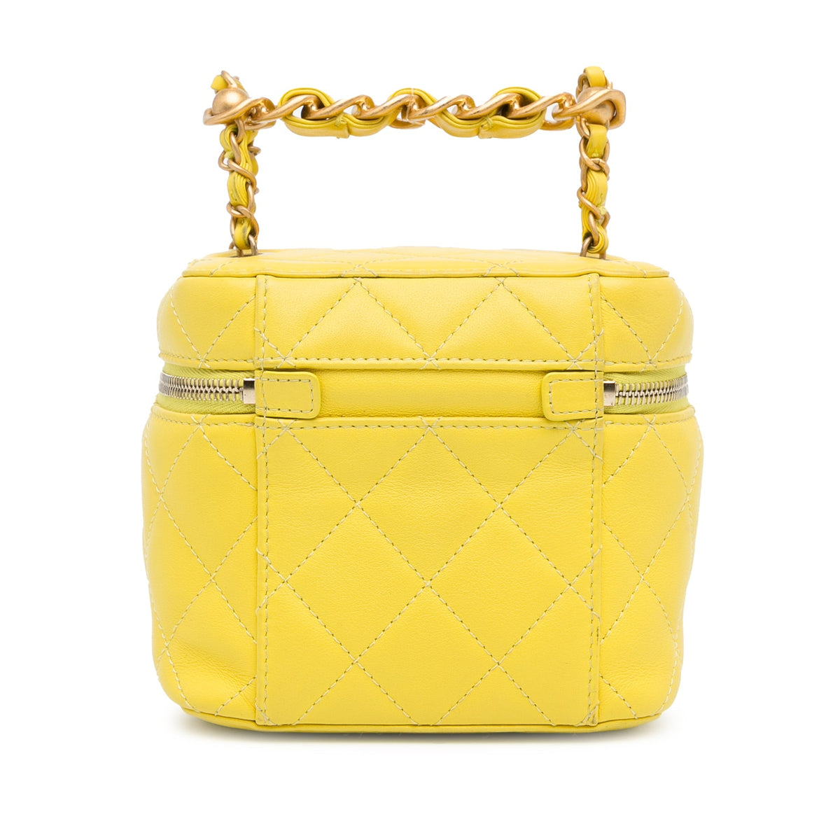 Yellow Chanel CC Quilted Lambskin Vanity Case