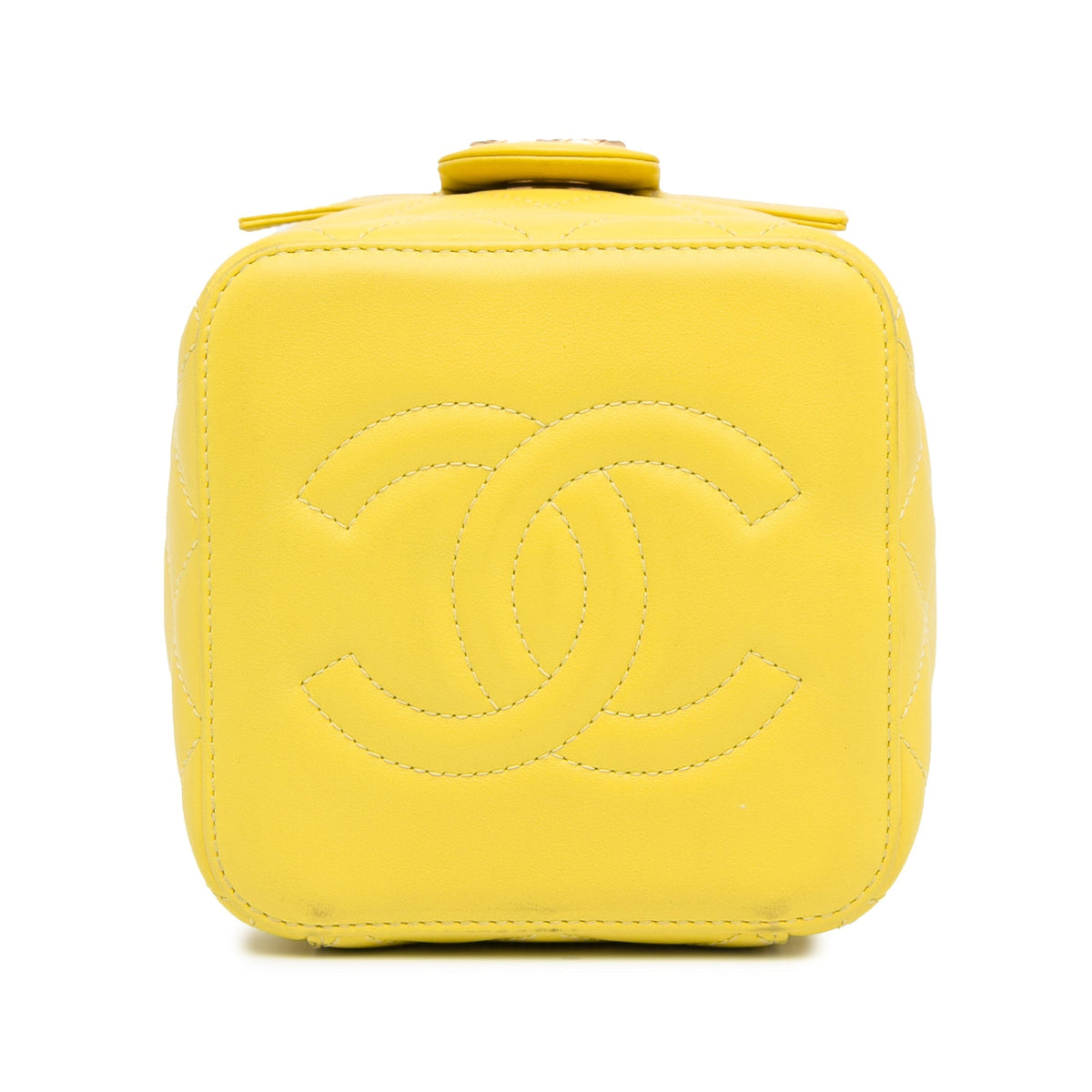 Yellow Chanel CC Quilted Lambskin Vanity Case