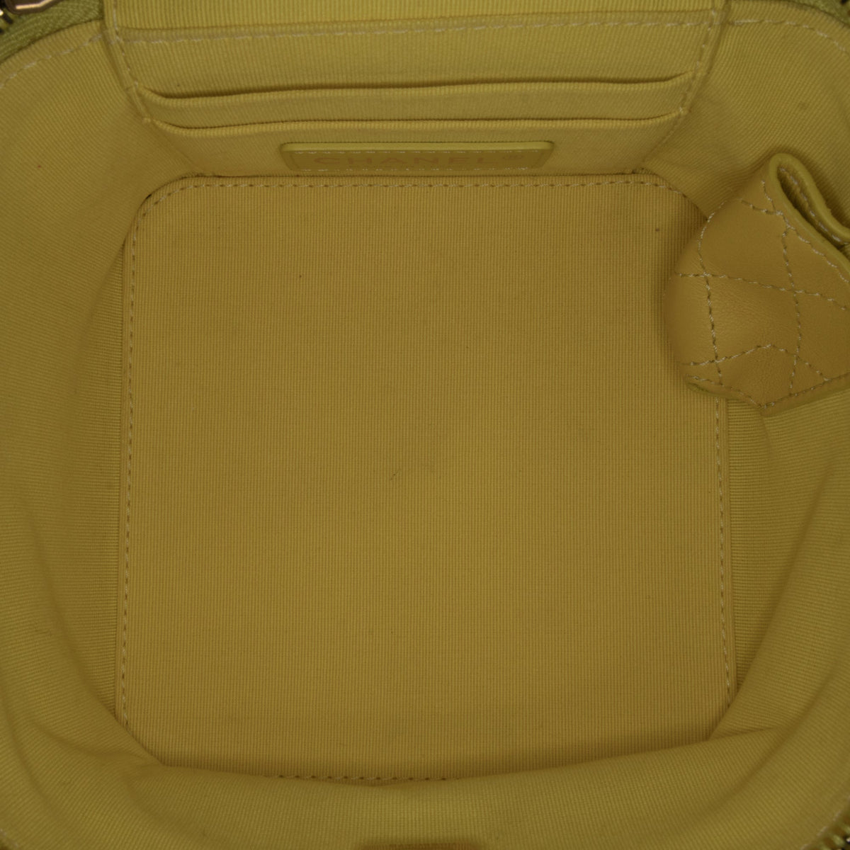 Yellow Chanel CC Quilted Lambskin Vanity Case