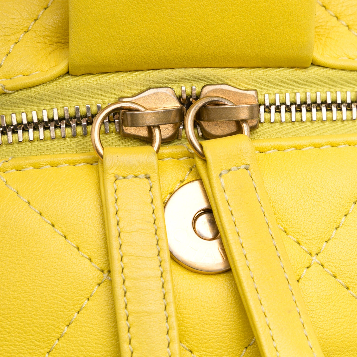Yellow Chanel CC Quilted Lambskin Vanity Case