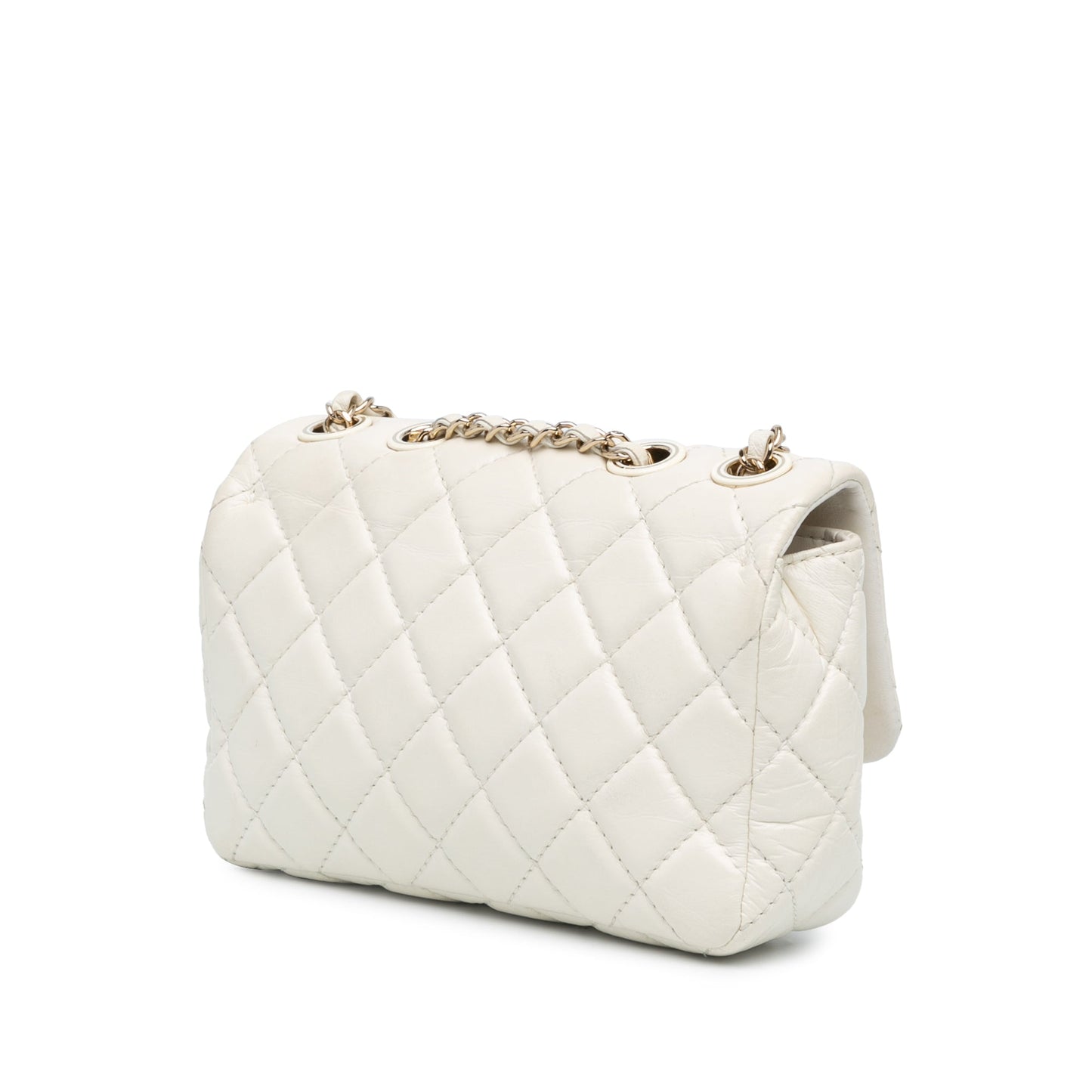 White Chanel Small Mix Quilted Aged Calfskin New Clutch Flap Crossbody Bag