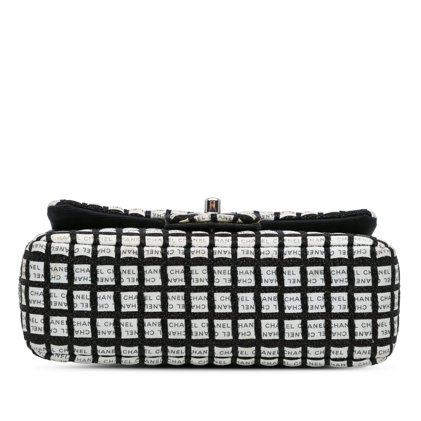 White Chanel Mini Rectangular Classic Ribbon Tweed Double Flap Crossbody Bag