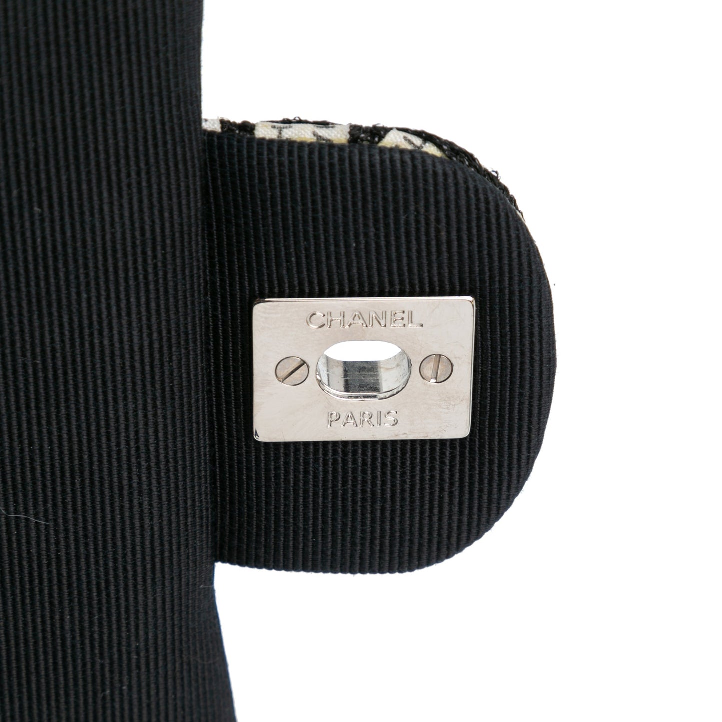 White Chanel Mini Rectangular Classic Ribbon Tweed Double Flap Crossbody Bag
