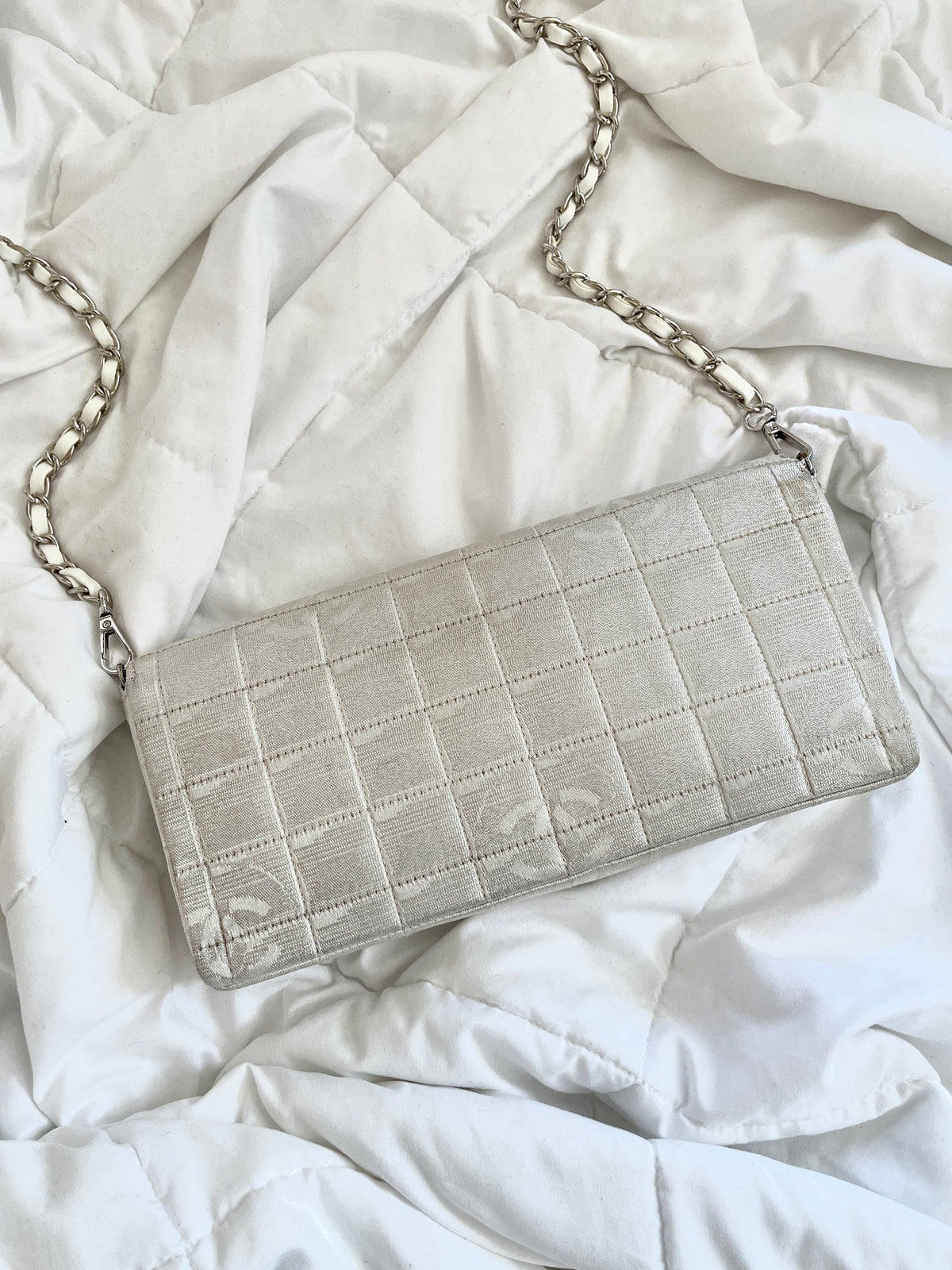 Chanel Silver Chocolate Bar Bag