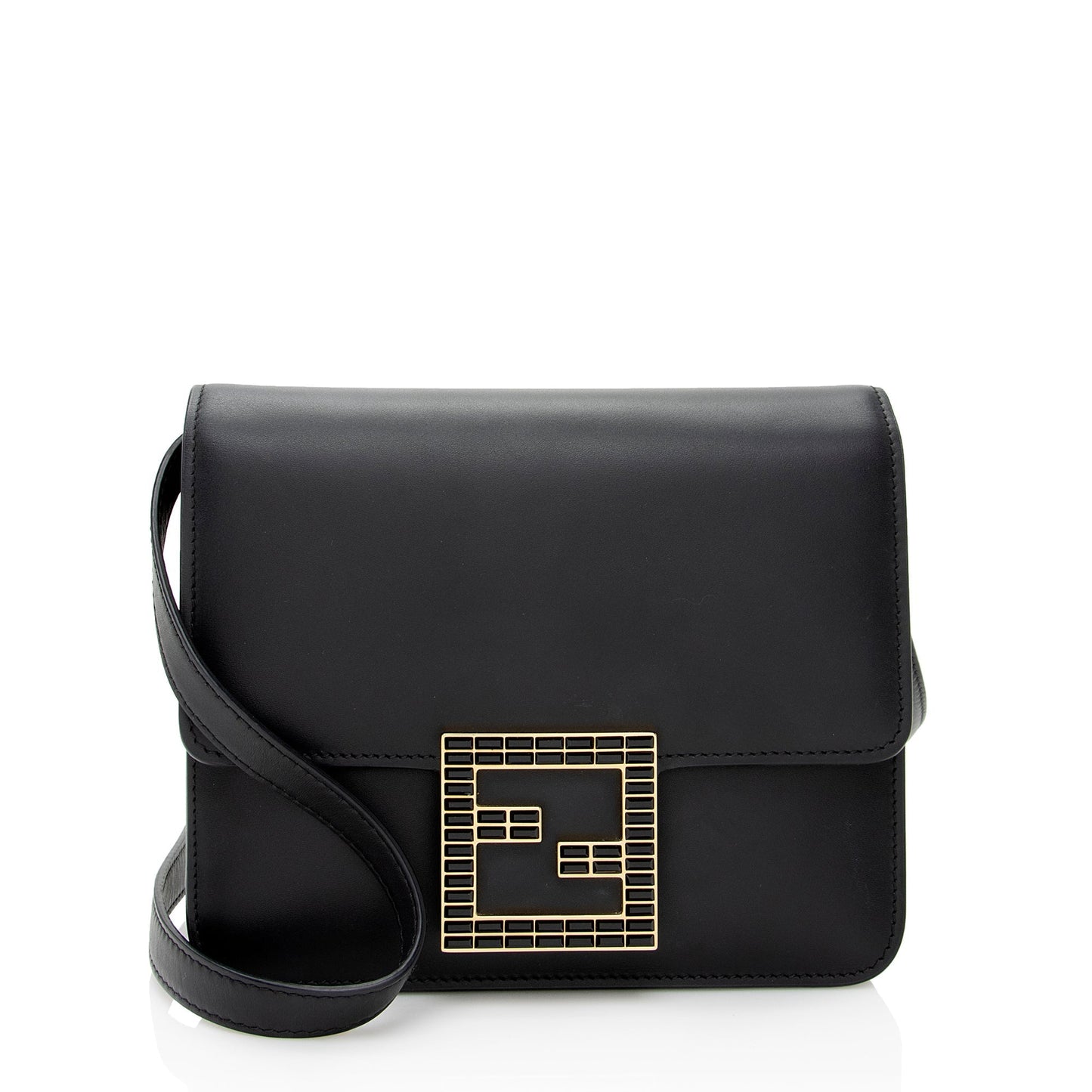 Fendi Calfskin Crystal Fab Small Crossbody Bag (SHF-22238)