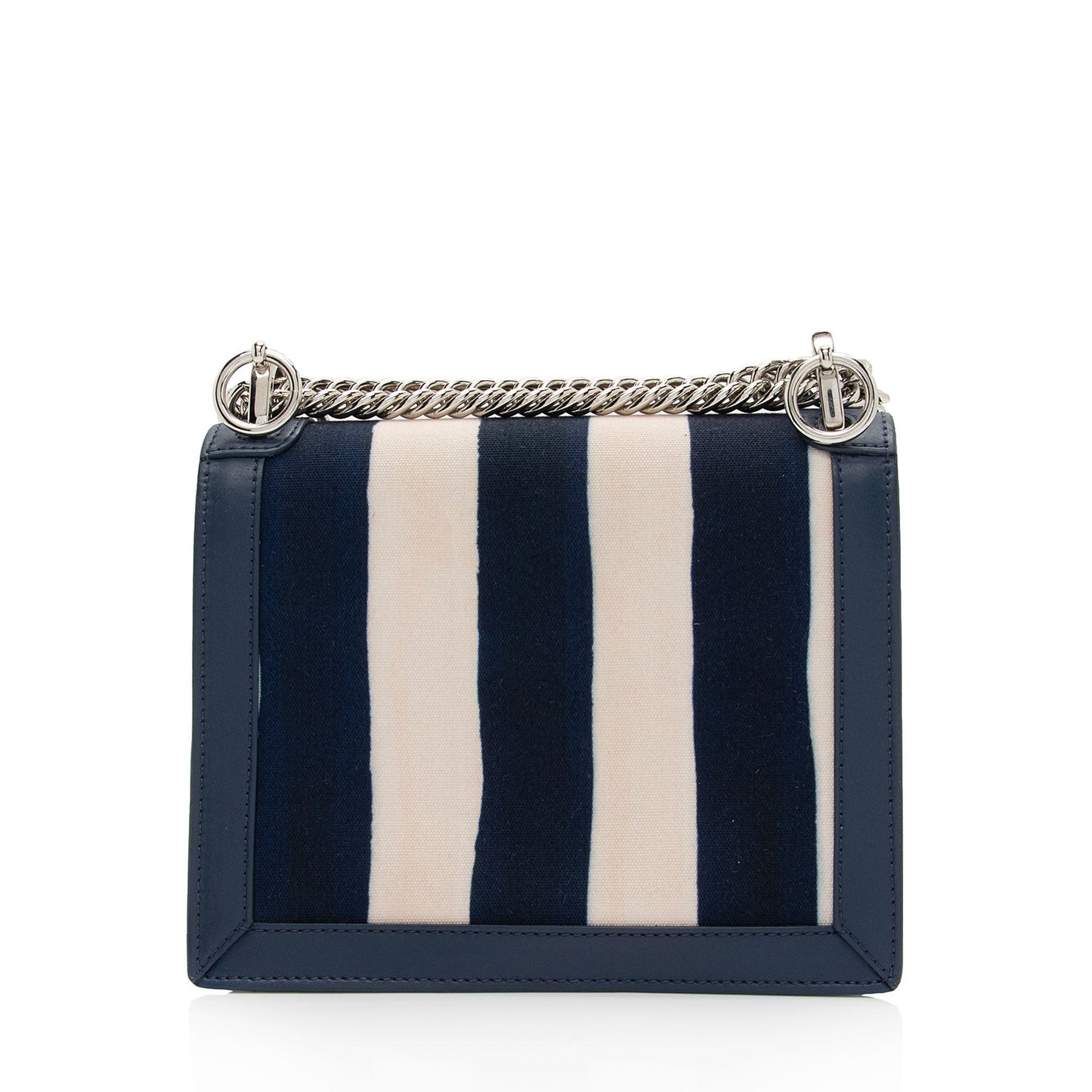 Fendi Calfskin Striped Canvas Kan I Small Shoulder Bag (SHF-yQIdt1)